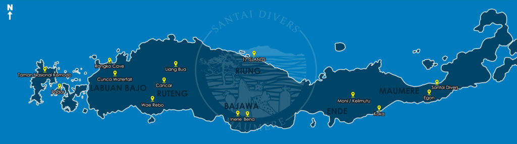 Flores island highlights map